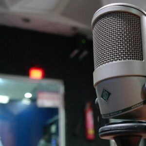 Radio microphone for Helen Pethybridge appearing on Bucks Breakfast