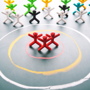 Three red figures in the centre circle boosting sales by converting more of your target customers